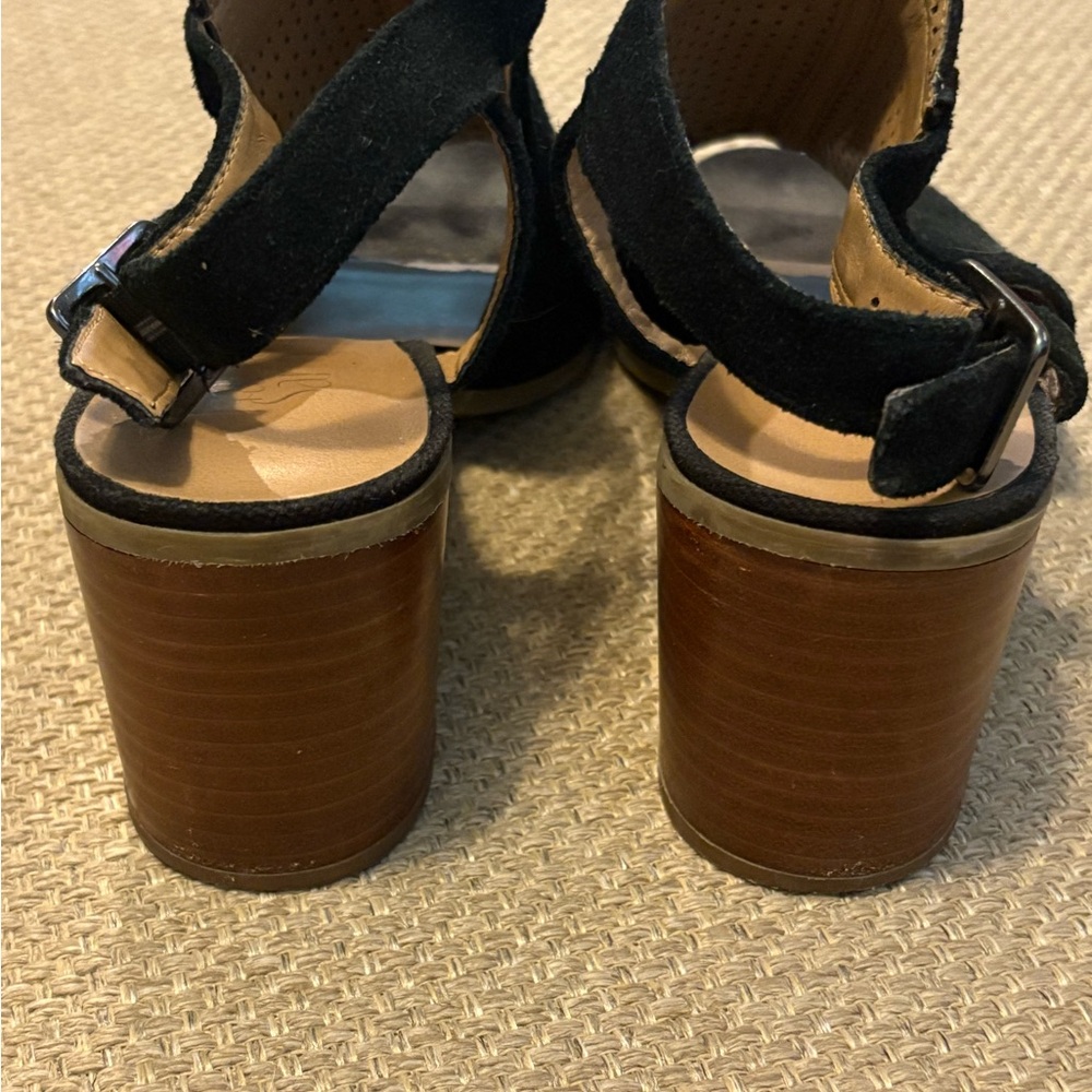 Franco Sarto Heels Black Leather Open Toe Sling Back Harlet2 Size 9 - Picture 7 of 10